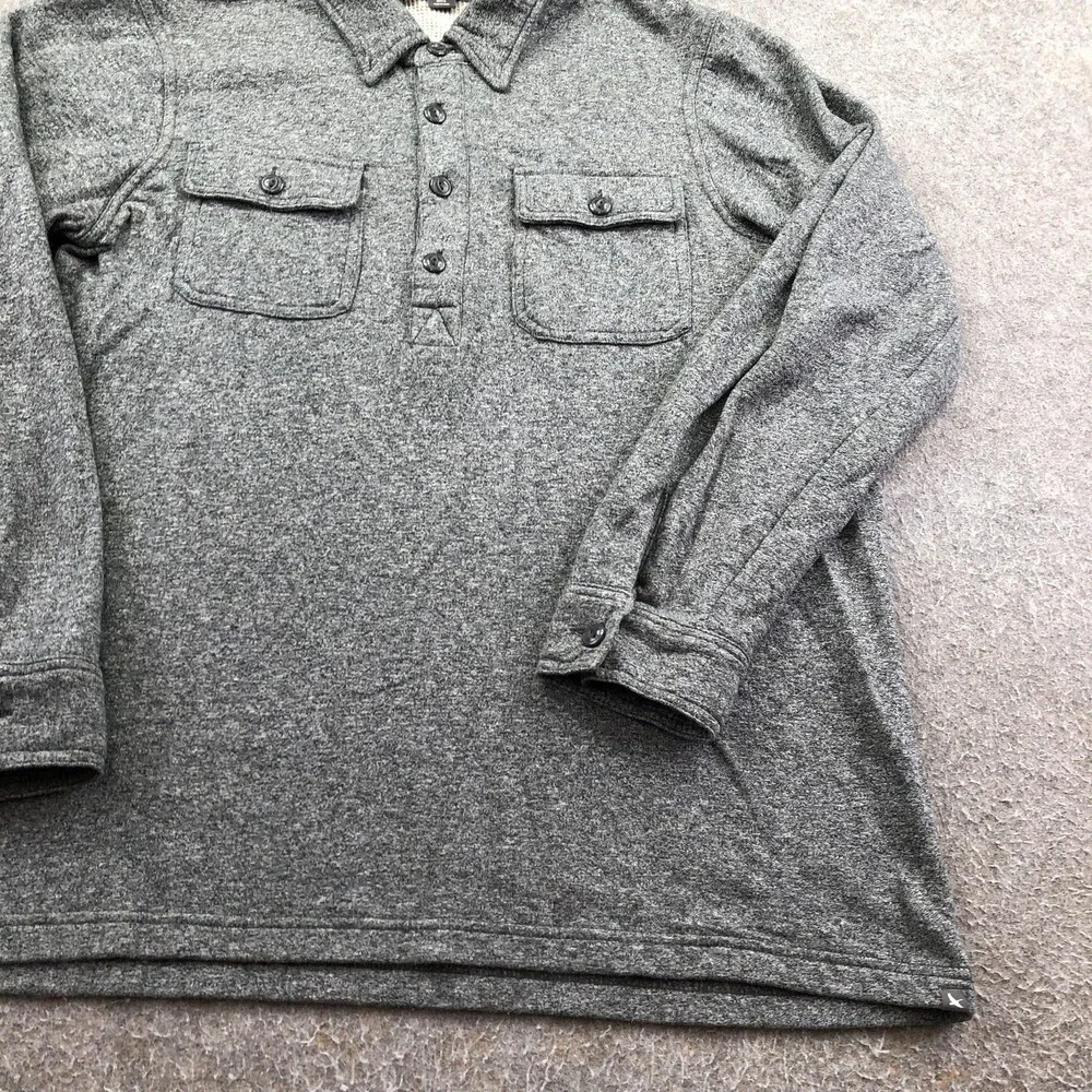 Eddie Bauer Sweater Mens Large Gray Henley Collar Thermal Knit Pullover Pockets - Picture 3 of 9